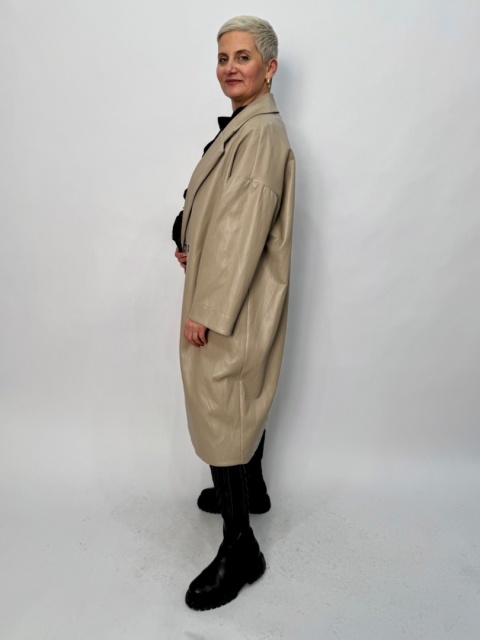 Płaszcz VITA Rivabella eko skóra fango