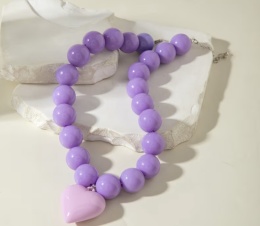 Naszyjnik SERCE lila