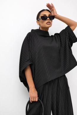 Bluzka KIMONO Striped Pattern czarna