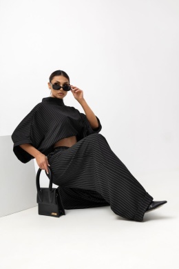 Bluzka KIMONO Striped Pattern czarna