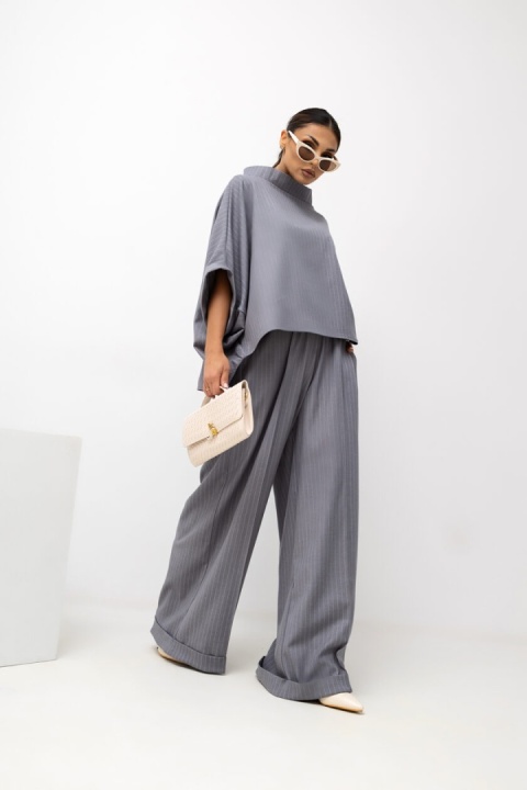 Bluzka KIMONO Striped Pattern szara