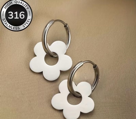 Kolczyki MINI kwiatki srebrny