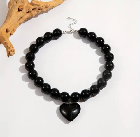 Naszyjnik serce czarny