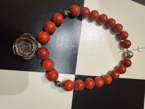 Korale VINTAGE kamienie srebro i kamienie