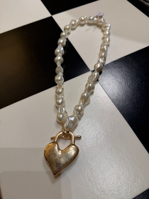Naszyjnik VINTAGE perły i serce PIPER K