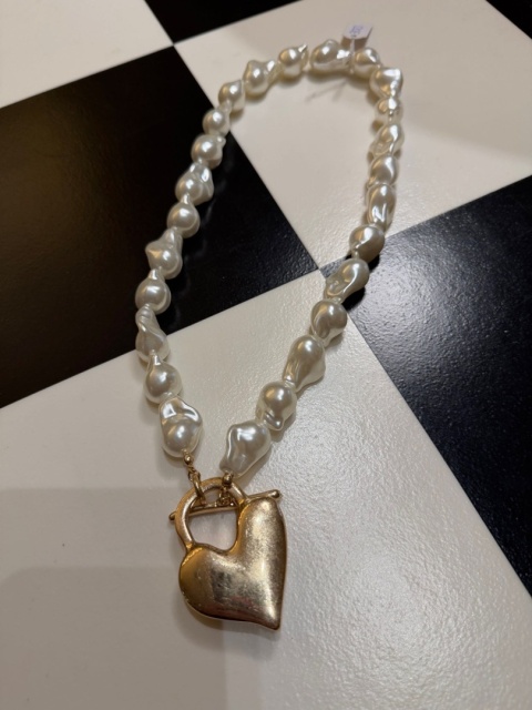 Naszyjnik VINTAGE perły i serce PIPER K