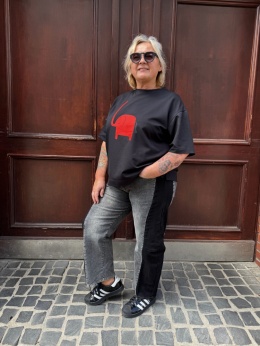 T-shirt TOMI Rivabella czarny słoń