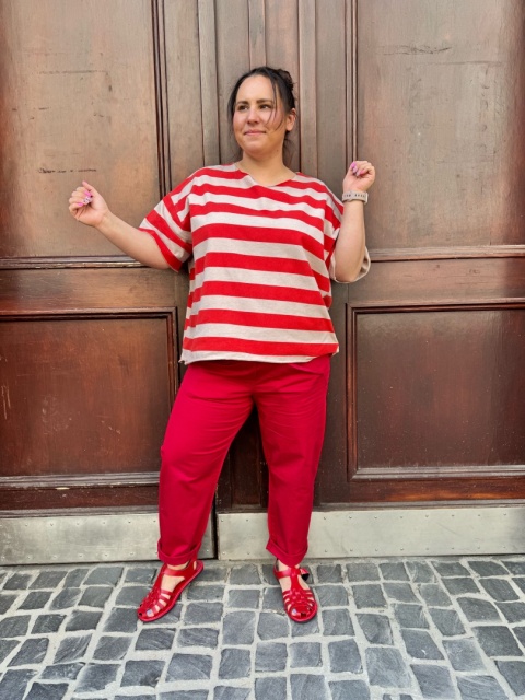 Bluzka Bluza FIDŻI Wendy Trendy pasy czerwone