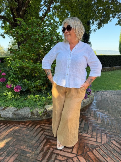 Spodnie ROMA len camel
