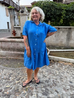 Sukienka BABET len niebieska