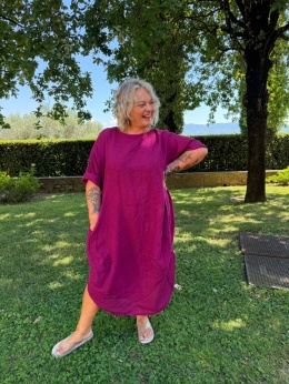 Sukienka JAJKO len magenta