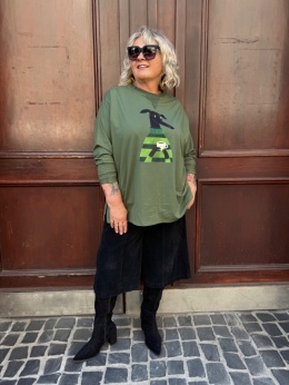 Longsleeve bluzka UPSALA Rivabella PIES LUK zielona