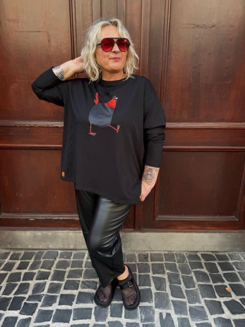 Longsleeve bluzka UPSALA Rivabella KURA czarna
