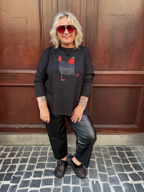 Longsleeve bluzka UPSALA Rivabella KURA czarna