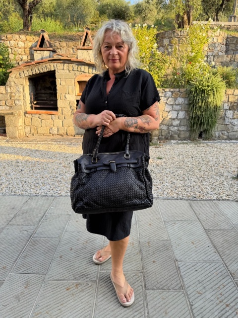 Torebka skórzana PLECIONKA 1 czarna