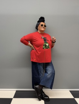 Longsleeve bluzka UPSALA Rivabella PIES LUK czerwona