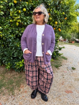 Kardigan sweter Lumi — wełna z kaszmirem | Premium lila