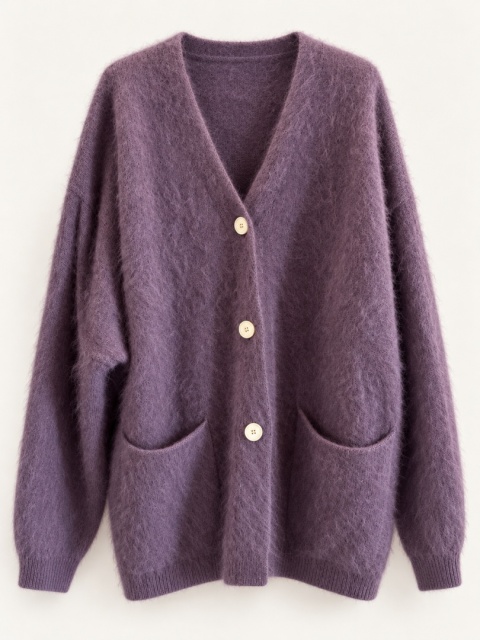 Kardigan sweter Lumi — wełna z kaszmirem | Premium lila