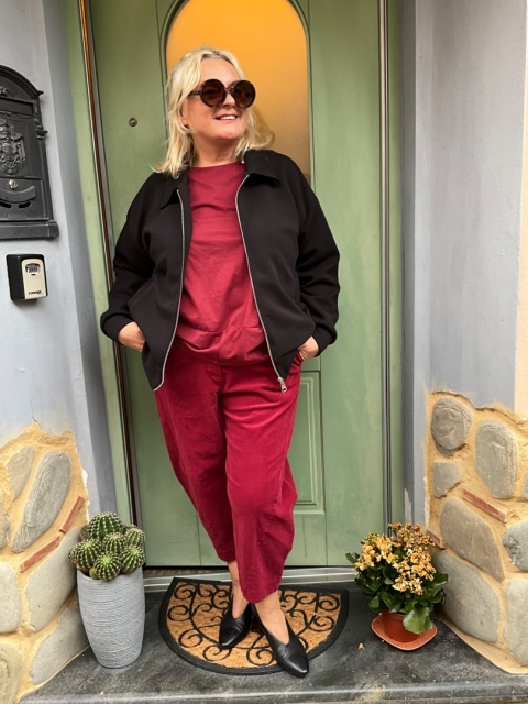 Spodnie BANDI Wendy Trendy sztruks bordo
