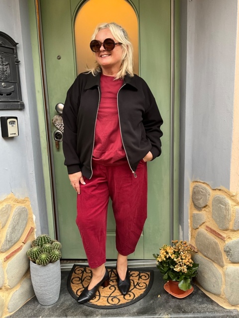 Spodnie BANDI Wendy Trendy sztruks bordo