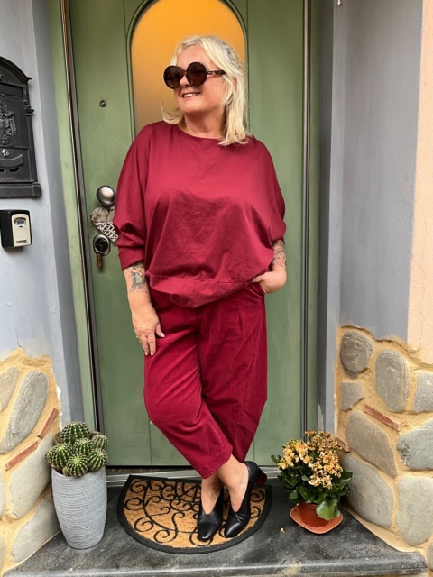 Spodnie BANDI Wendy Trendy sztruks bordo