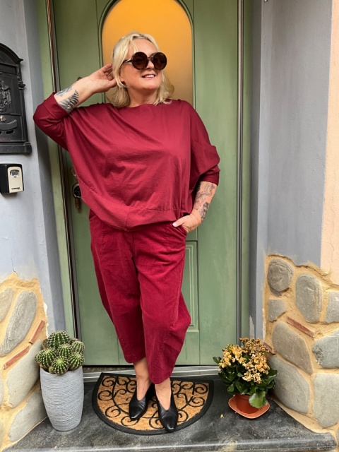 Spodnie BANDI Wendy Trendy sztruks bordo