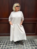 Sukienka Moka — bawełniany oversize z kieszeniami Wiya taupe