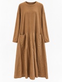 Sukienka Moka — bawełniany oversize z kieszeniami Wiya camel