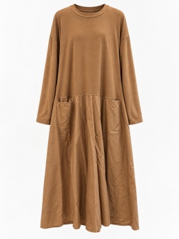 Sukienka Moka — bawełniany oversize z kieszeniami Wiya camel