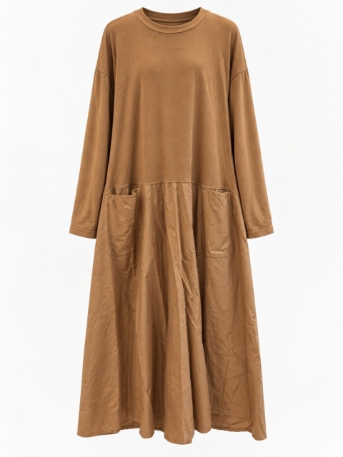 Sukienka Moka — bawełniany oversize z kieszeniami Wiya camel
