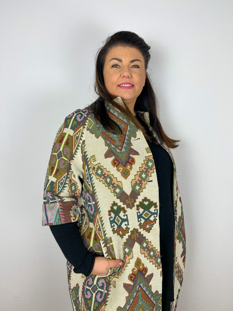 Płaszcz żakardowy KEJSI Wendy Trendy aztek Płaszcz żakardowy KEJSI Wendy Trendy aztek