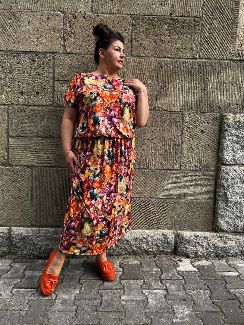 Sukienka GRAND Taffi kwiaty orange Sukienka GRAND Taffi kwiaty orange
