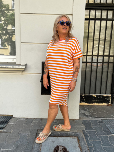 Sukienka FIBI paski orange Sukienka FIBI paski orange